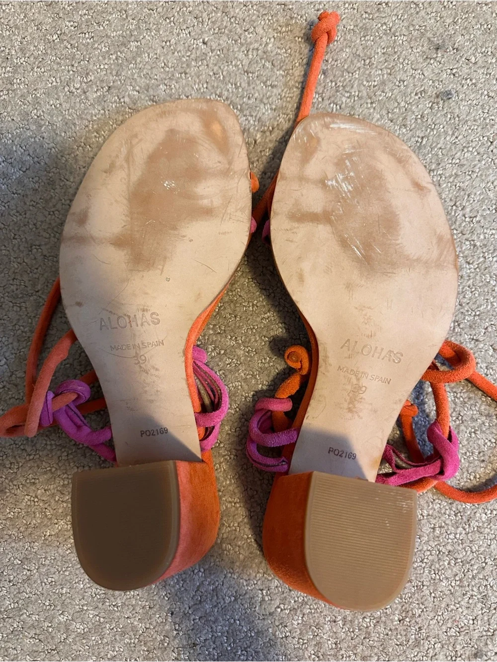 Alohas Grace Sandals/Block heel in Magenta/Orange